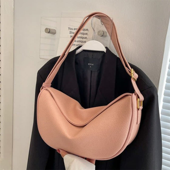 Umhängetasche für Damen, schlichte und lässige Hobo-Tasche aus PU-Leder