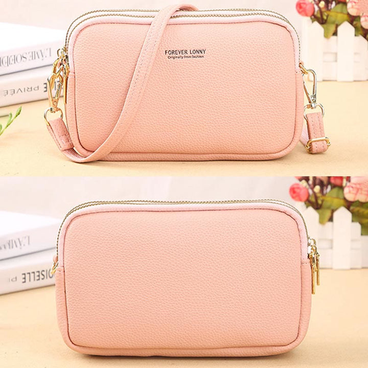 Handytasche mit drei Fächern für Damen, große Umhängetasche