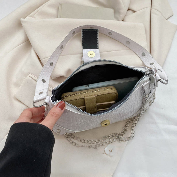 Umhängetasche für Damen, Krokodilmuster, Retro-Punk-Partytasche