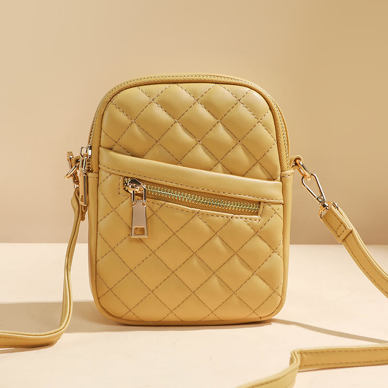 Handytasche für Damen mit Rautenmuster, einfarbig, Mini-Tasche