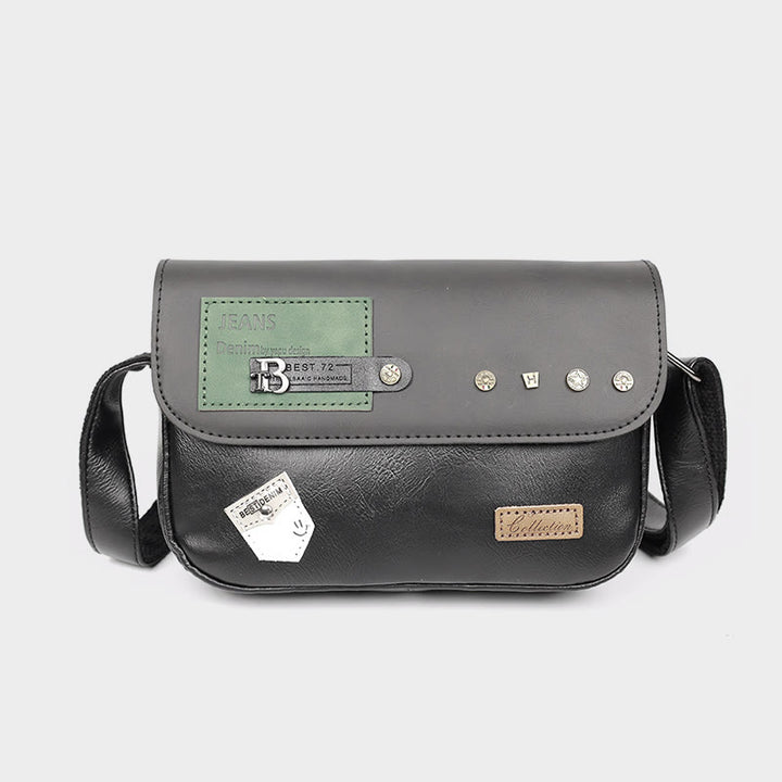 Umhängetasche für Männer Nieten PU Leder kleine Schultertasche