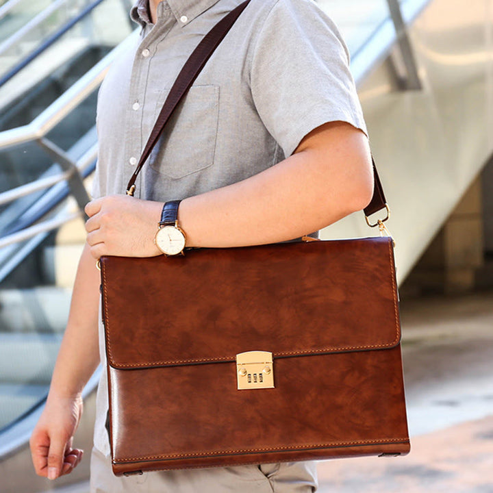 Messenger Bag für Herren, groß, Vintage, mit Schloss, Aktentasche