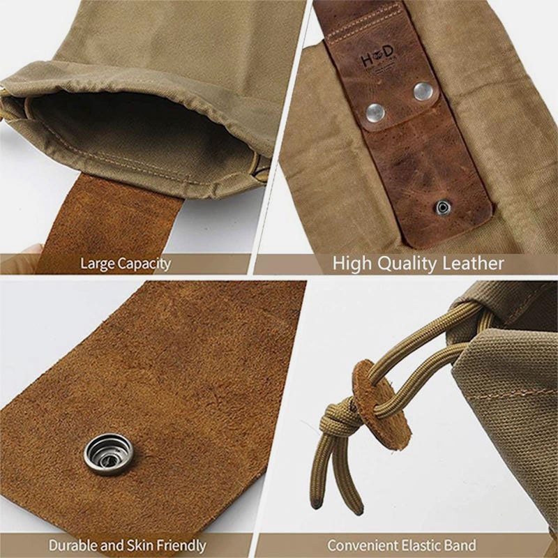 Aufbewahrungstasche aus Leder und Canvas für Bushcraft