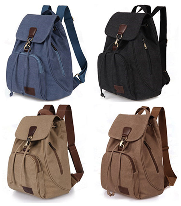 Canvas-Rucksack für Damen und Mädchen, Vintage-Stil, mit Kordelzug, für die Schule, Reisen
