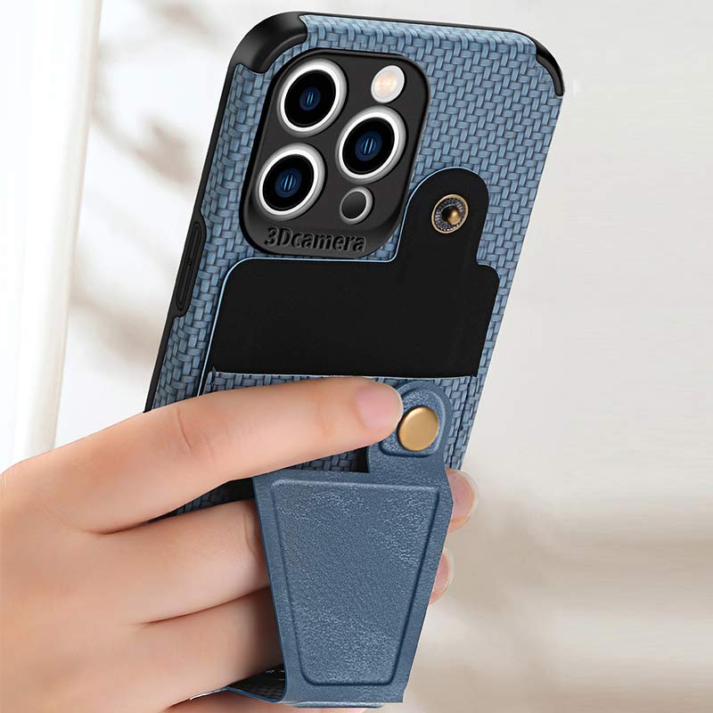 Stoßfeste, staubdichte Leder-Telefonhülle für iPhone mit Kartensteckplatz und Ständer