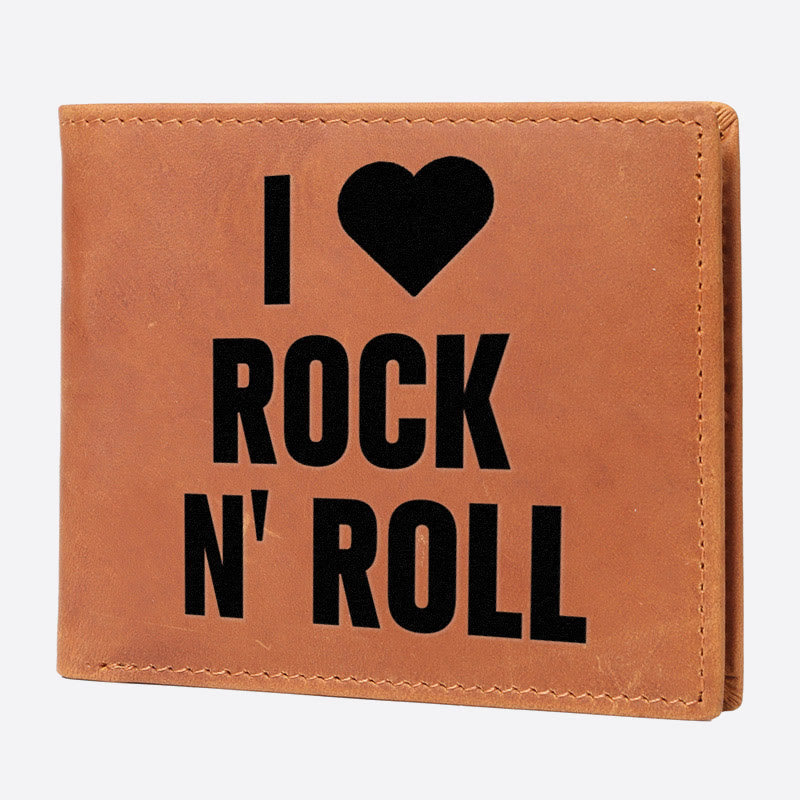 I Love Rock N Roll Gravur Geldbörse für Männer RFID Geldbörse