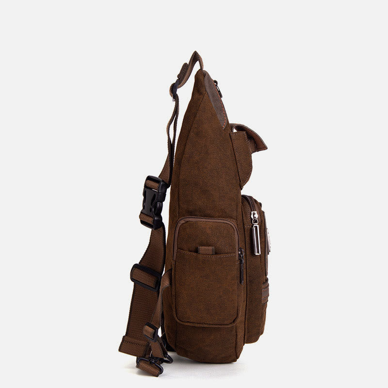Große Canvas Brusttasche Herren Outdoor Sports Crossbody Sling Rucksack