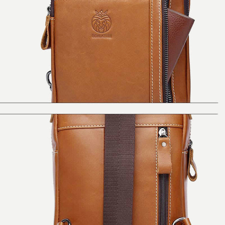 Schultertasche aus echtem Leder für Herren, Vintage-Stil, Umhängetasche, lässiger Wander-Tagesrucksack