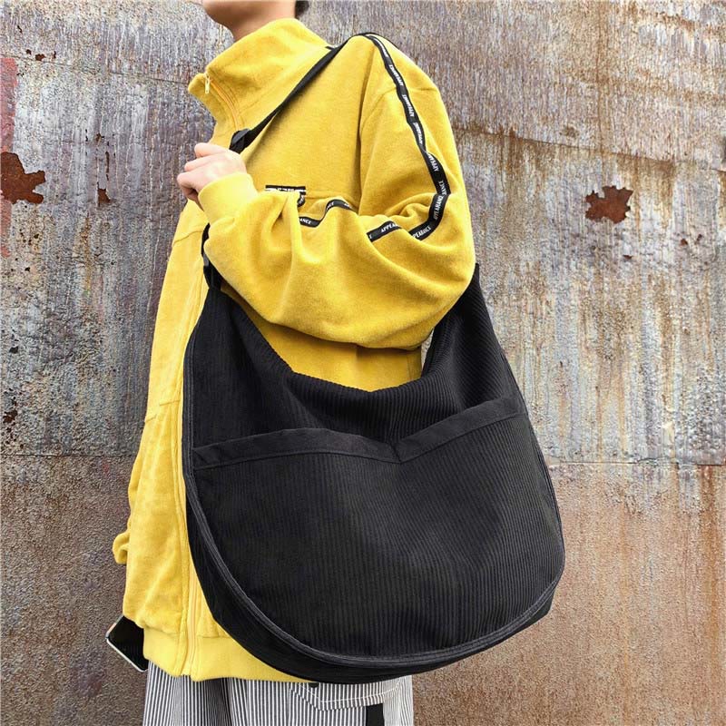 Umhängetasche für Damen, Retro-Coduroy-Patchwork, große Kapazität
