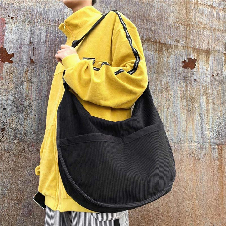 Umhängetasche für Damen, Retro-Coduroy-Patchwork, große Kapazität