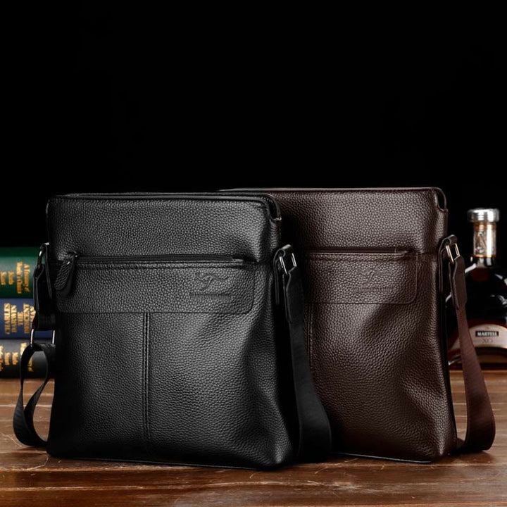 Messenger Bag für Männer Lychee Muster Echtleder Business Rucksack