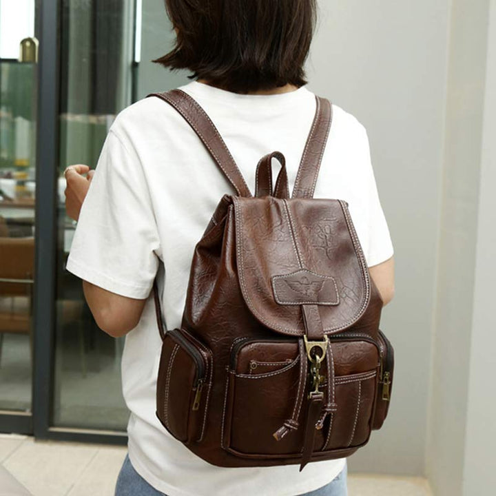 Veganer Lederrucksack für Damen, Vintage, Damen und Mädchen, lässiger Tagesrucksack
