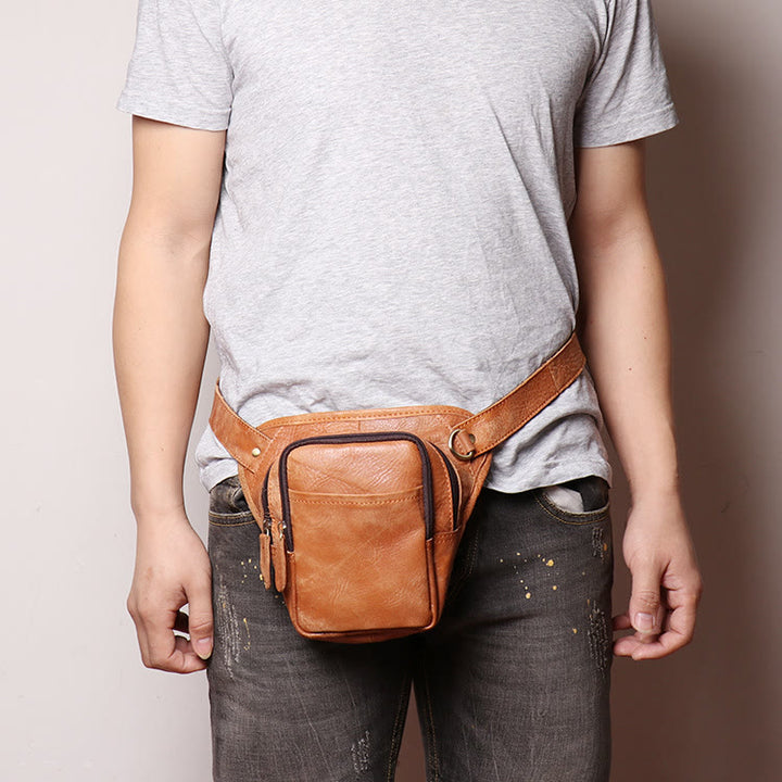 Gürteltasche für Herren aus Leder für Outdoor-Sportarten, multifunktionale Telefontasche