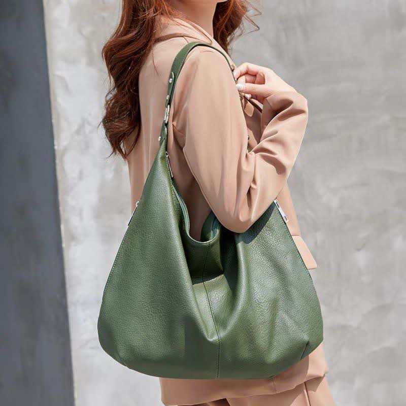 Große Hobo-Tasche aus weichem Leder, Handtasche, Tragetasche für den Alltag für Damen