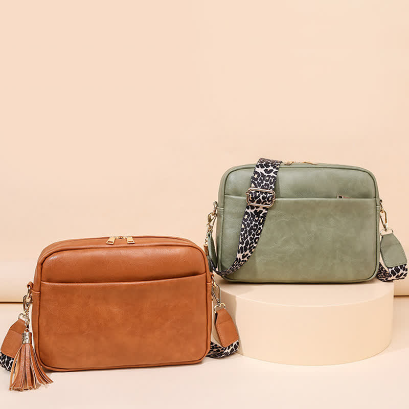 Umhängetasche für Damen, Retro-Tasche mit Quaste, PU-Leder