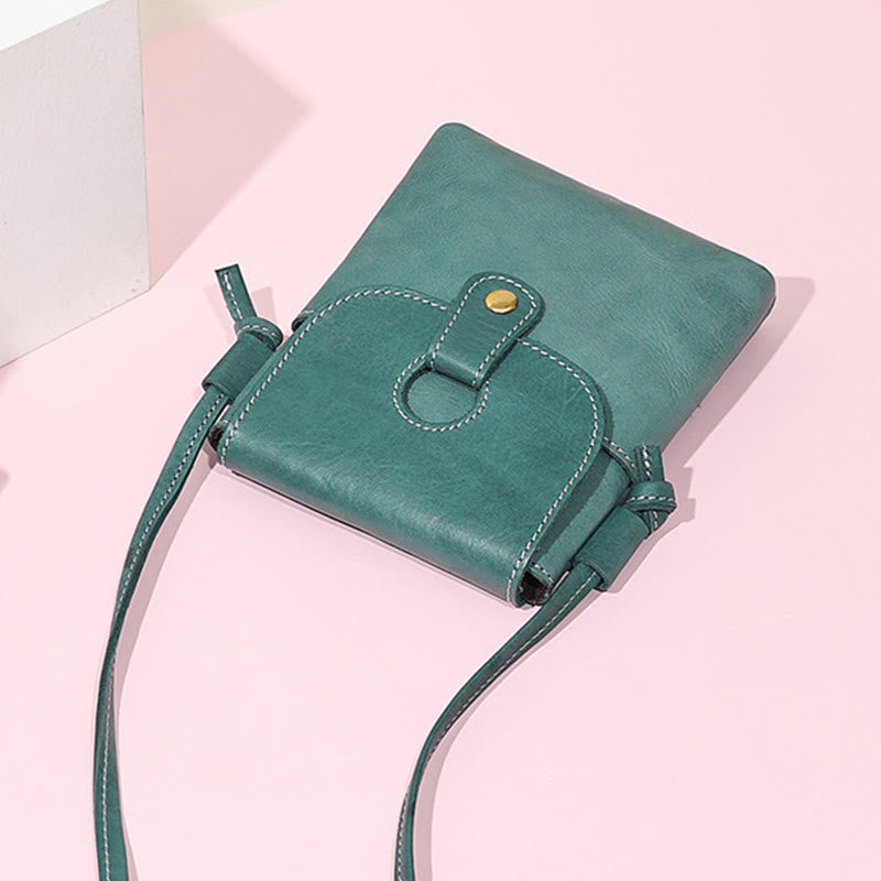 Handytasche für Damen, weiches Echtleder, minimalistische Umhängetasche
