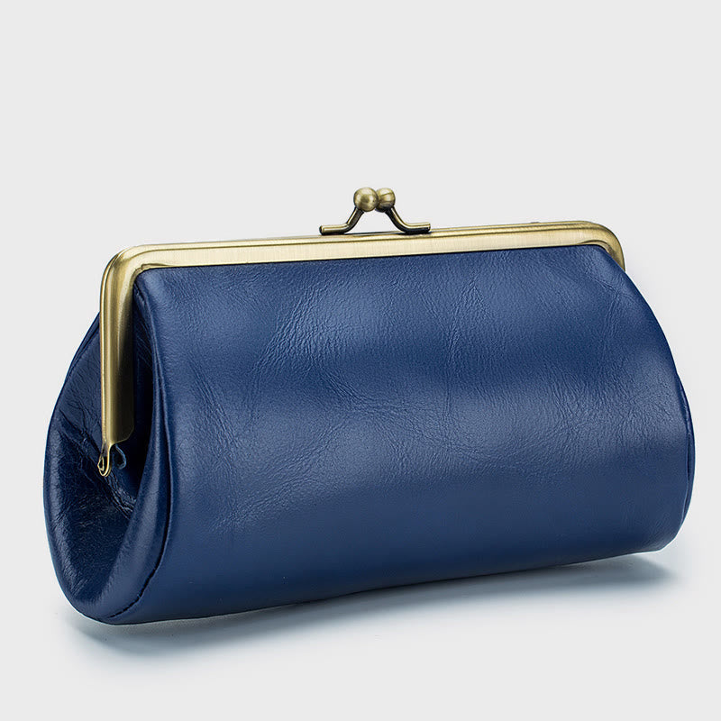 Clutch für Damen, Retro, schlichte Abendtasche aus echtem Leder