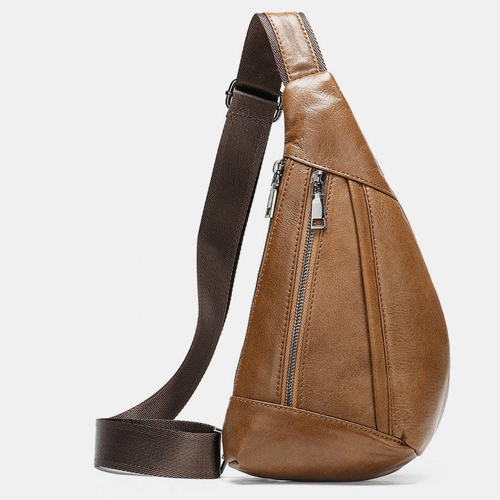 Schultertasche aus echtem Leder mit mehreren Taschen