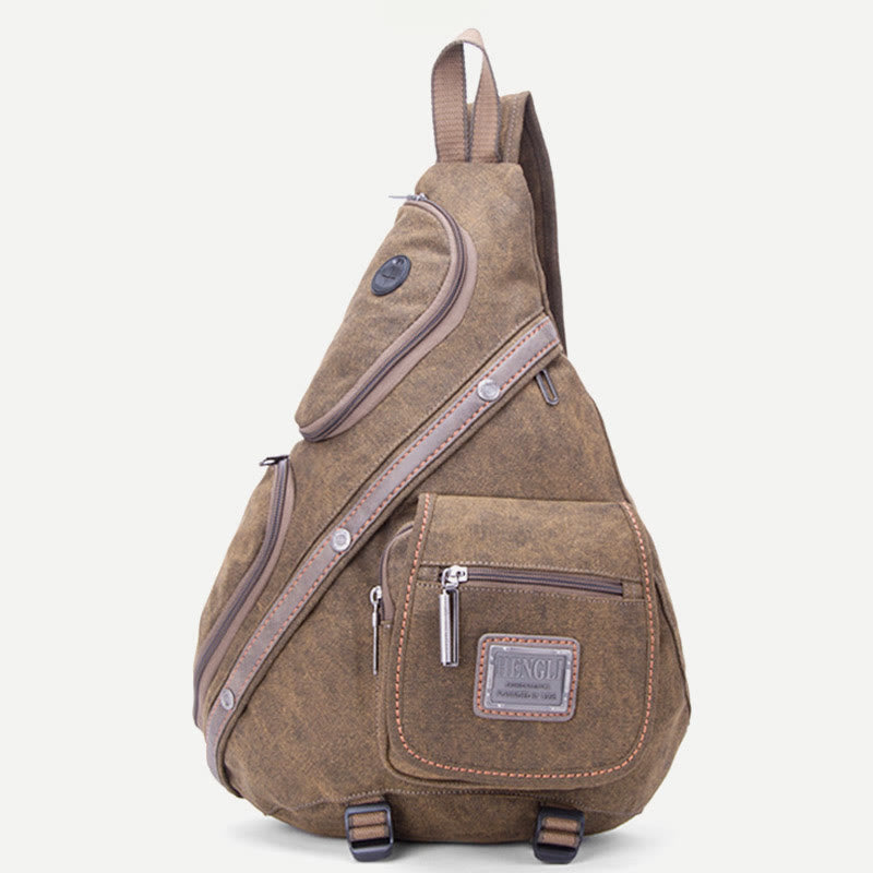 Schultertasche für Herren, multifunktionale Brusttasche aus Canvas für Freizeit und Outdoor