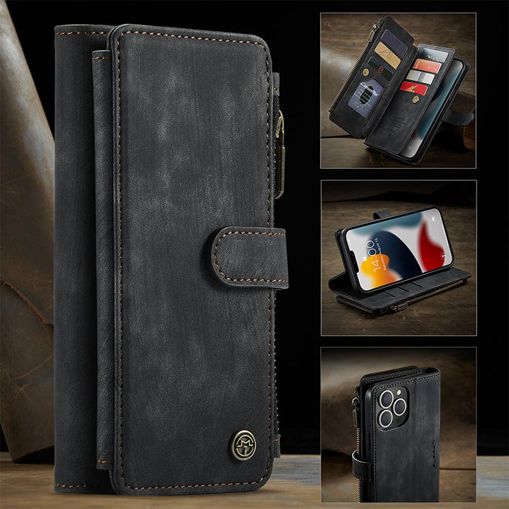 Retro-Handytasche aus Leder für iPhone und Samsung mit Münzfach