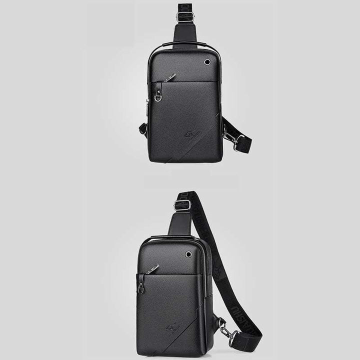 Herren Leder Sling Rucksack Brust Crossbody Schultertasche für Reisen Wandern