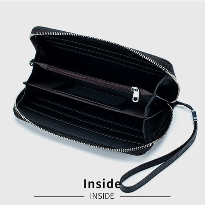 sportliche Lange Brieftasche mit RFID-Schutz, geräumige Leder-Telefonbörse für Damen