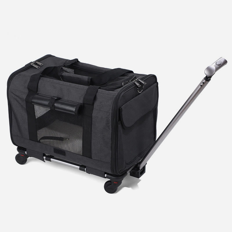 Rolling Pet Carrier Faltbare atmungsaktive Zugstange Haustiertasche