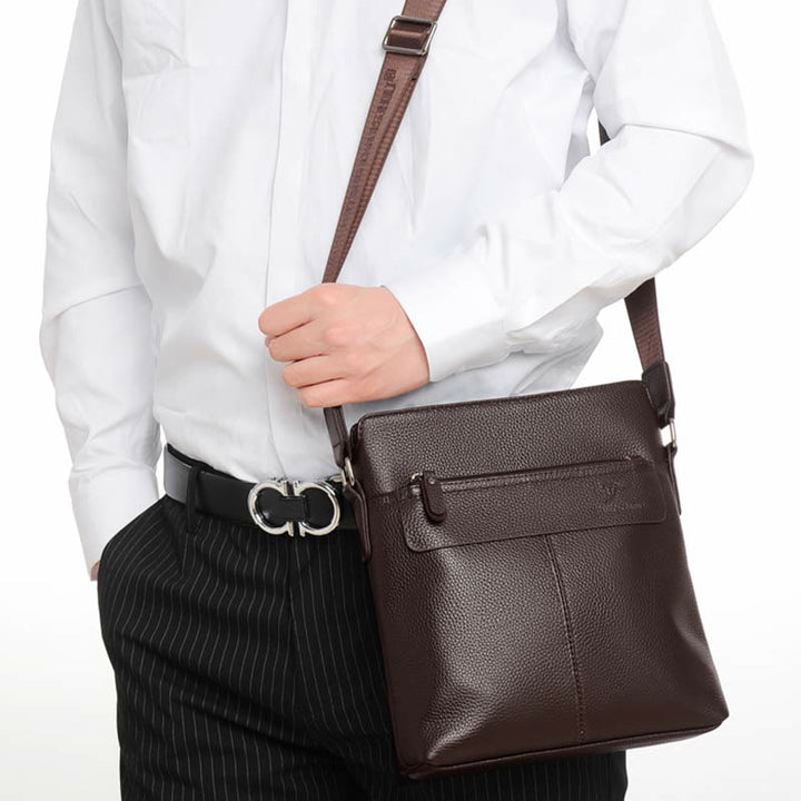 Messenger Bag für Männer Lychee Muster Echtleder Business Rucksack