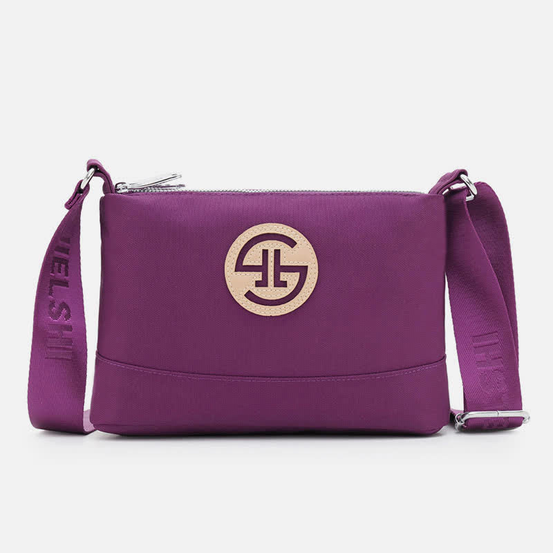 Kleine Umhängetasche mit dreifachem Reißverschluss, leichte, wasserdichte Nylon-Handtasche für Damen