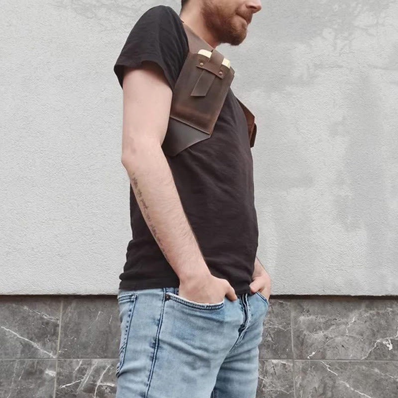 Outdoor Weste Geldbörse Damen Herren Unterarm Leder Achseltasche