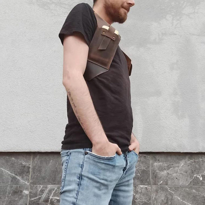 Outdoor Weste Geldbörse Damen Herren Unterarm Leder Achseltasche