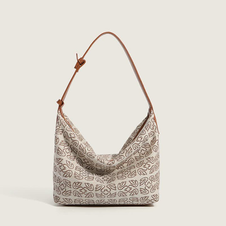 Canvas-Handtasche für Damen mit Hahnentritt-Muster, Schultertasche, Hobo-Umhängetasche