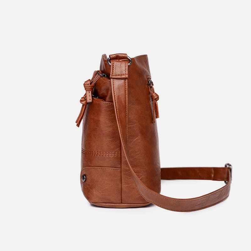 Minimalistische Kunstleder Geldbörse Dreilagig Vintage Damen Umhängetasche