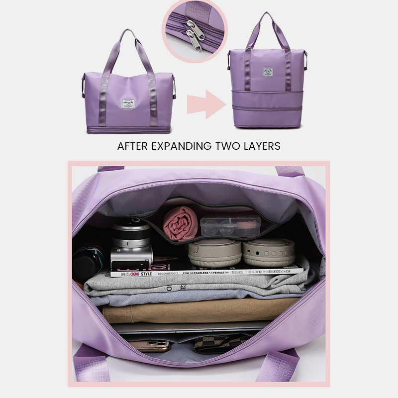 Super große Kapazität, leistungsstarke, erweiterbare Reisehandtasche, Erweiterung zwei Schichten