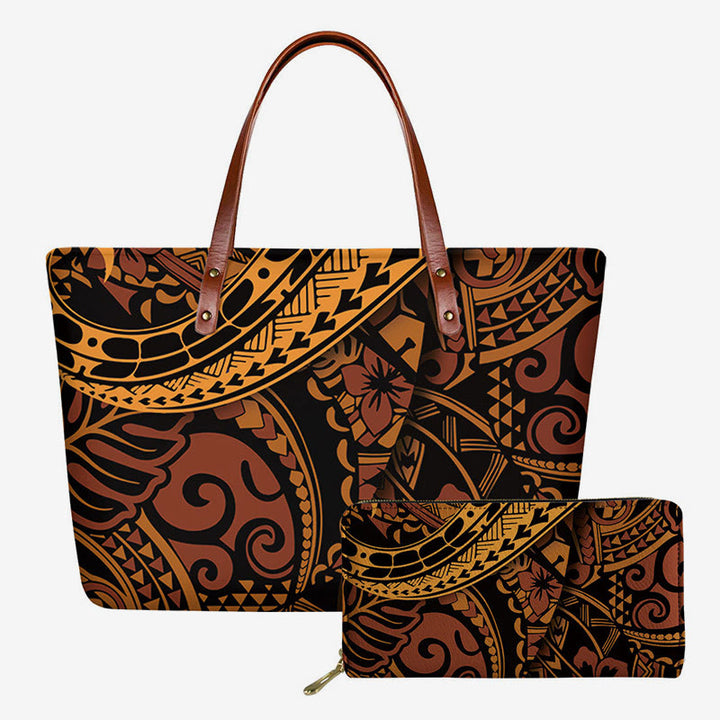 Polynesianisches Taschenset für Damen, lange Geldbörse, Clutch