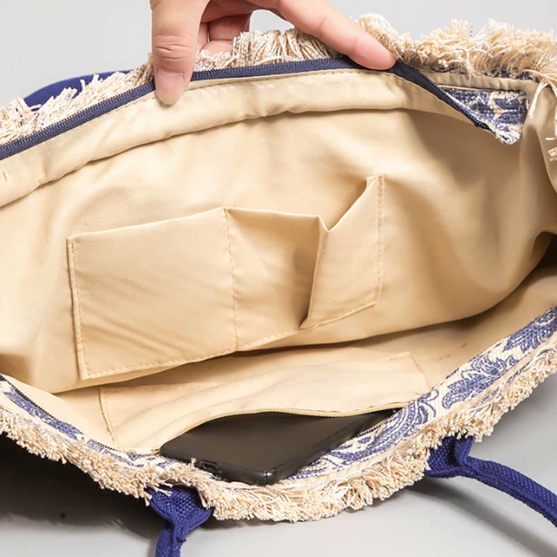 Einkaufstasche für Damen, große Kapazität, bedruckte Bohemian-Umhängetasche