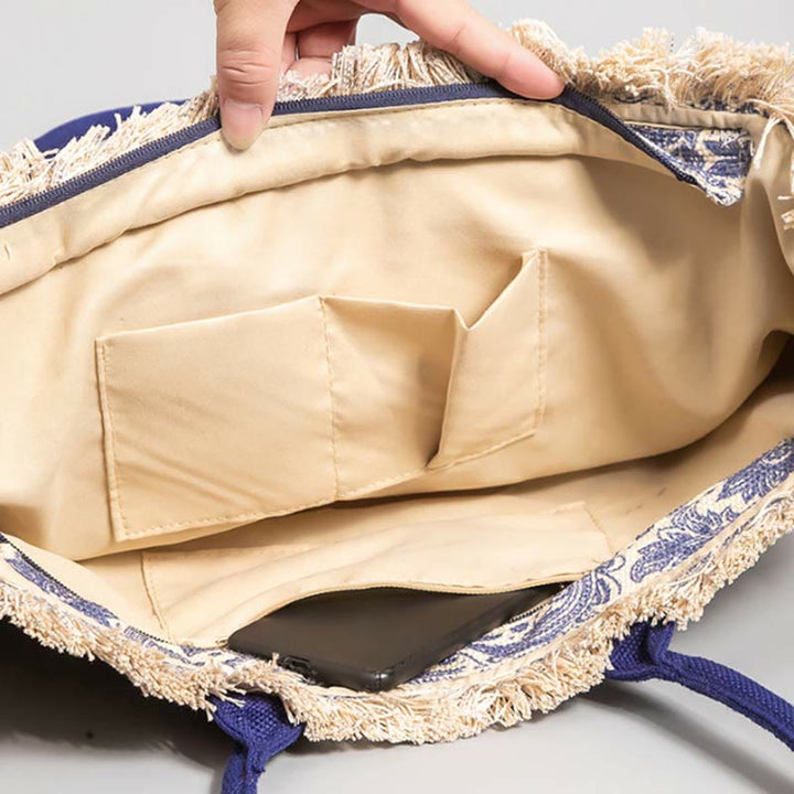 Einkaufstasche für Damen, große Kapazität, bedruckte Bohemian-Umhängetasche