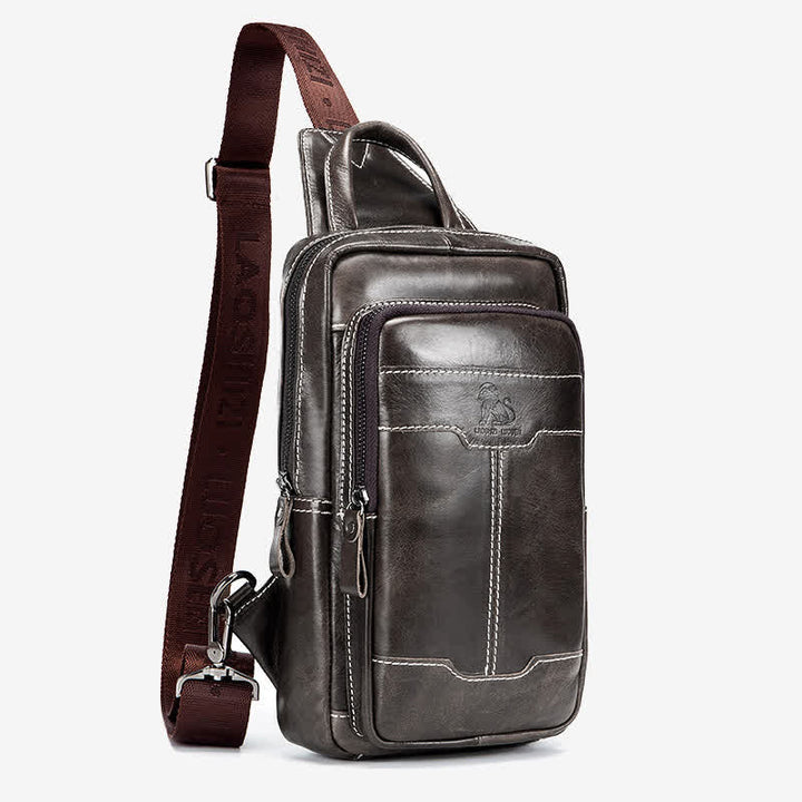 Kleiner Sling-Crossbody-Rucksack aus echtem Leder für Herren