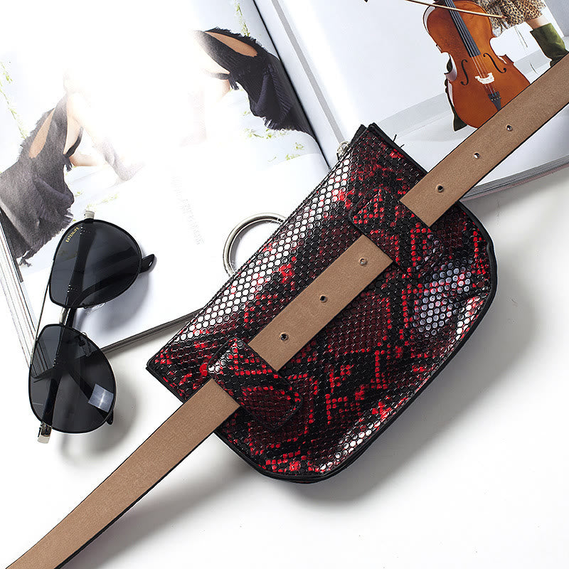 Mini-Gürteltasche für Damen aus Schlangenhaut-Garnleder