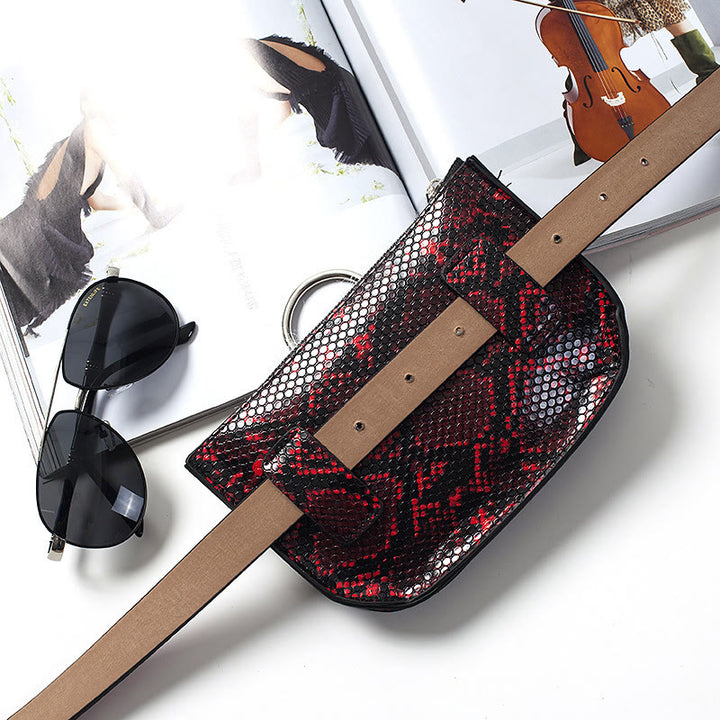 Mini-Gürteltasche für Damen aus Schlangenhaut-Garnleder