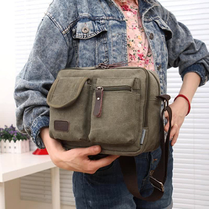 Retro Herren Canvas Messner Bag Casual Satchel Umhängetasche Schultertasche