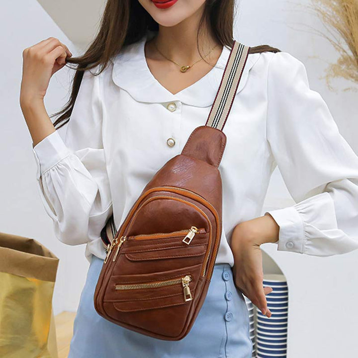 Sling Crossbody Rucksack Weiche Leder Schultertasche mit verstellbarem Riemen