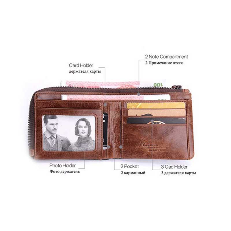 Vintage Leder Geldbörse Super geräumige bifold Kurze Geldbörse für Männer
