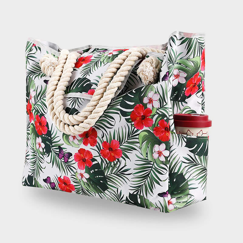 Sommer-Strandtasche für Damen, bedruckte Canvas-Handtasche mit großer Kapazität