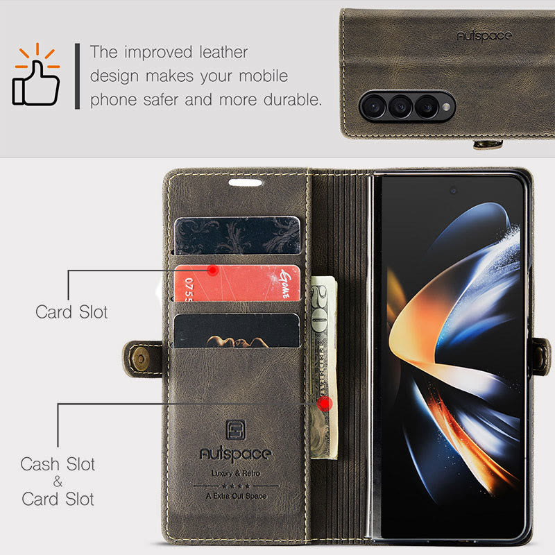 Klappbare Telefonhülle aus Schleifleder mit magnetischer Saugnapf-Schutzhülle