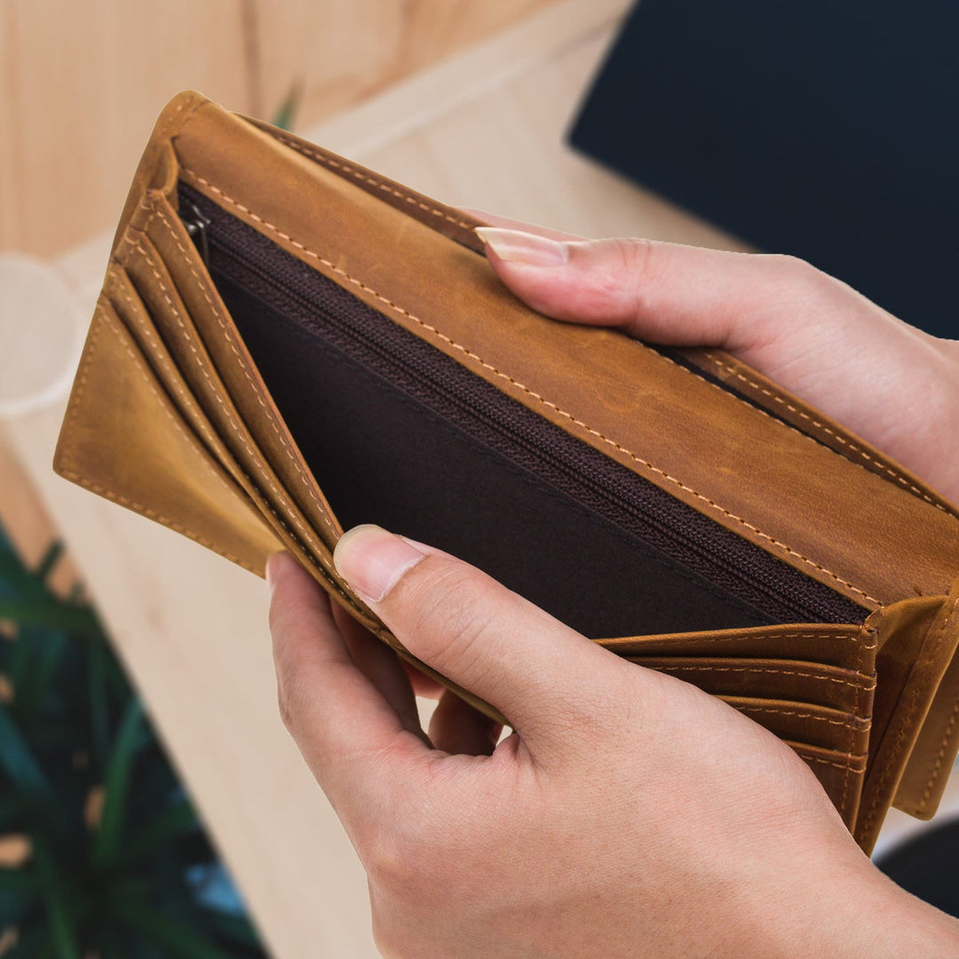 Geldbörse für Mann und Sohn, echtes Leder, ultradünn, Geldbörse