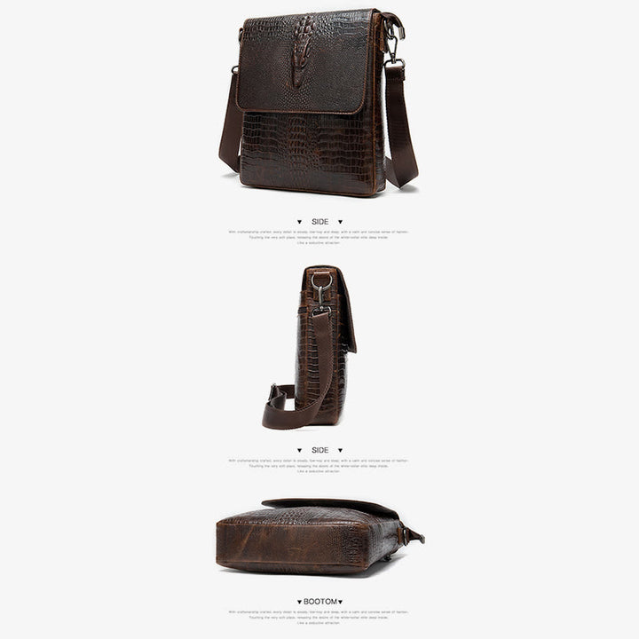Clamshell Messenger Bag Herren Unifarben Krokodildruck Business Geldbörse