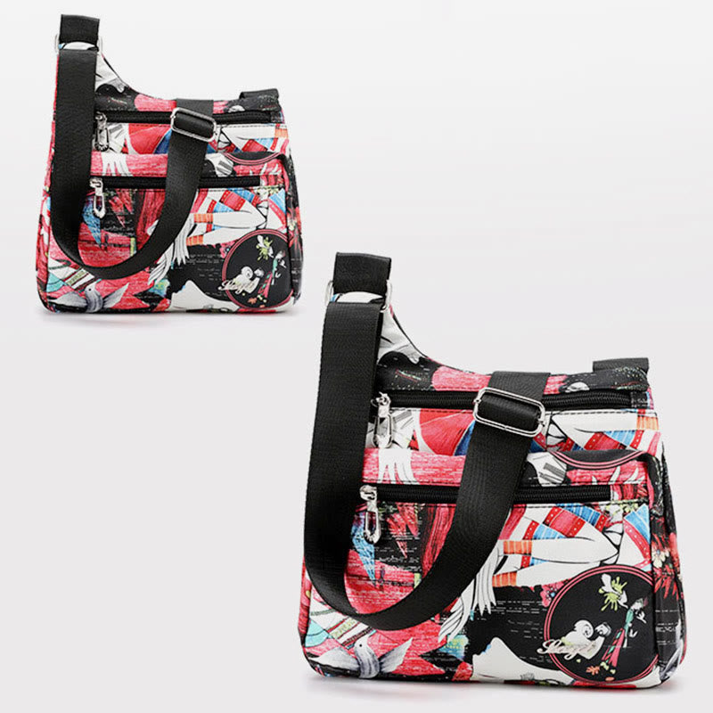 Umhängetasche für Damen aus Nylon mit Folk-Custom-Ethno-Druck