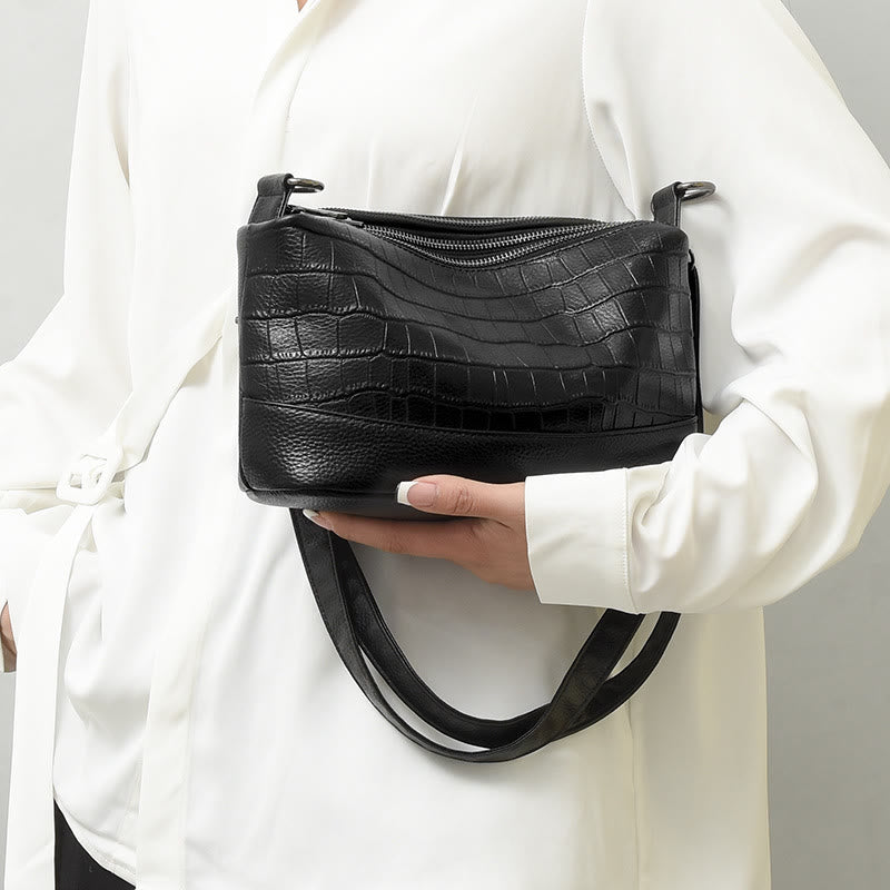 Einfache Umhängetasche für Damen mit Krokodildruck, Retro-Tagestasche