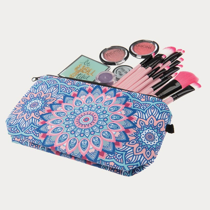 Aufbewahrungstasche für Damen, bedruckt mit Blumenmuster, Make-up-Tasche aus Polyester
